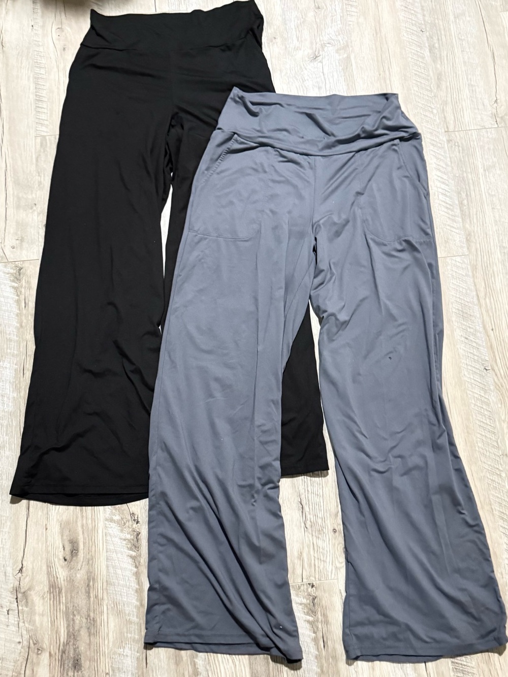 Wide Leg Yoga Pants Duo - Black & Slate Grey